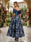 Jacquard A-Line Off the Shoulder Splicing Mother of the Bride Dresses