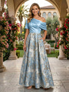 Jacquard A-Line One Shoulder Pleated Mother of the Bride Dresses