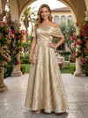 Jacquard A-Line One Shoulder Pleated Mother of the Bride Dresses