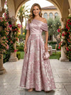 Jacquard A-Line One Shoulder Pleated Mother of the Bride Dresses