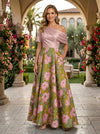 Jacquard A-Line One Shoulder Pleated Mother of the Bride Dresses