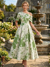 Jacquard A-Line One Shoulder Pleated Mother of the Bride Dresses