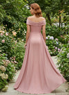 Satin Sheath Off the Shoulder Floral Embroidery Mother of the Bride Dresses
