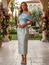 Jacquard Sheath One Shoulder Pleated Mother of the Bride Dresses