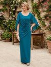 Chiffon Sheath U-Neck Pleated Mother of the Bride Dresses