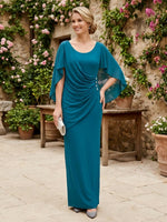 Chiffon Sheath U-Neck Pleated Mother of the Bride Dresses