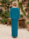 Chiffon Sheath U-Neck Pleated Mother of the Bride Dresses