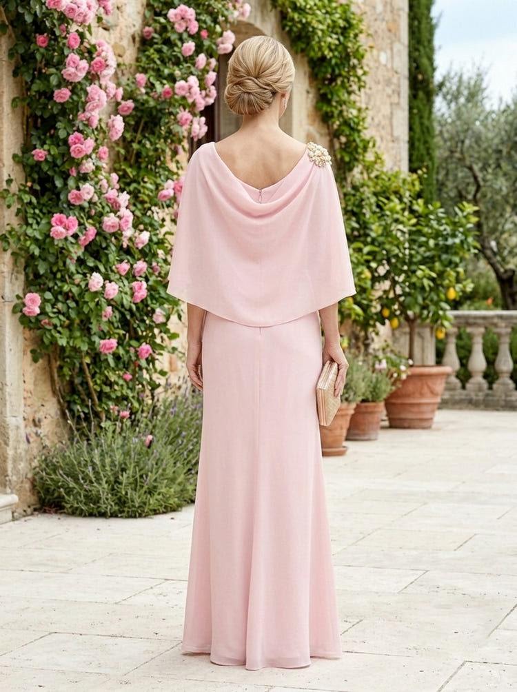 Chiffon A-Line Boat Neck  Caps Mother of the Bride Dresses