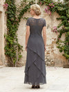 Chiffon A-Line V Neck Layered Mother of the Bride Dresses