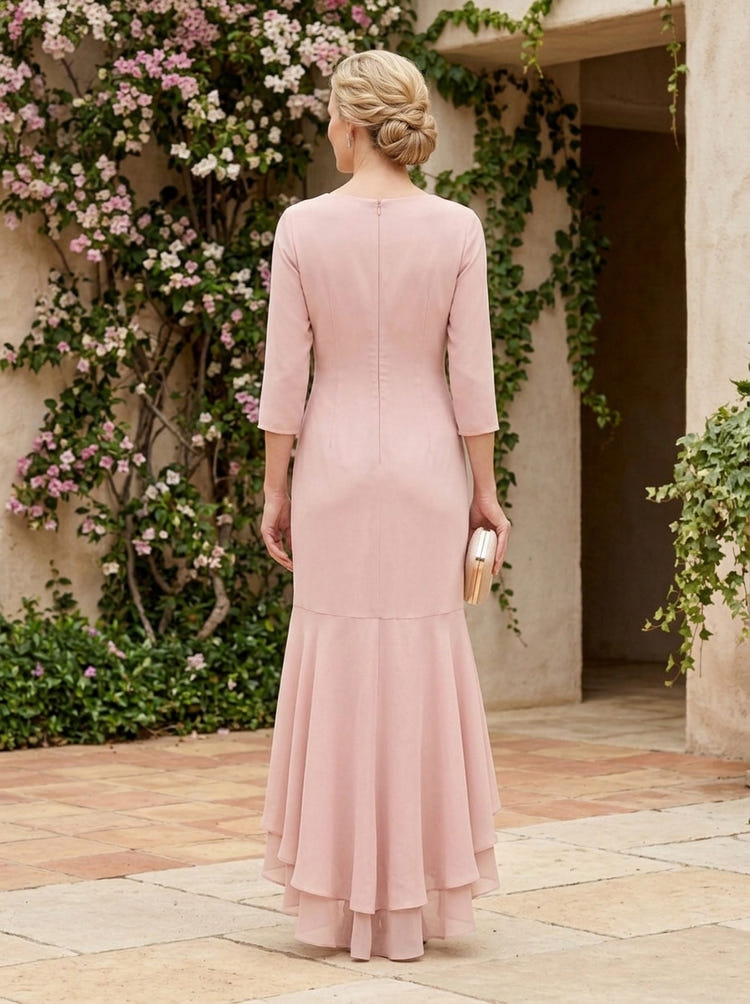 Chiffon Mermaid V Neck Ruffles Mother of the Bride Dresses