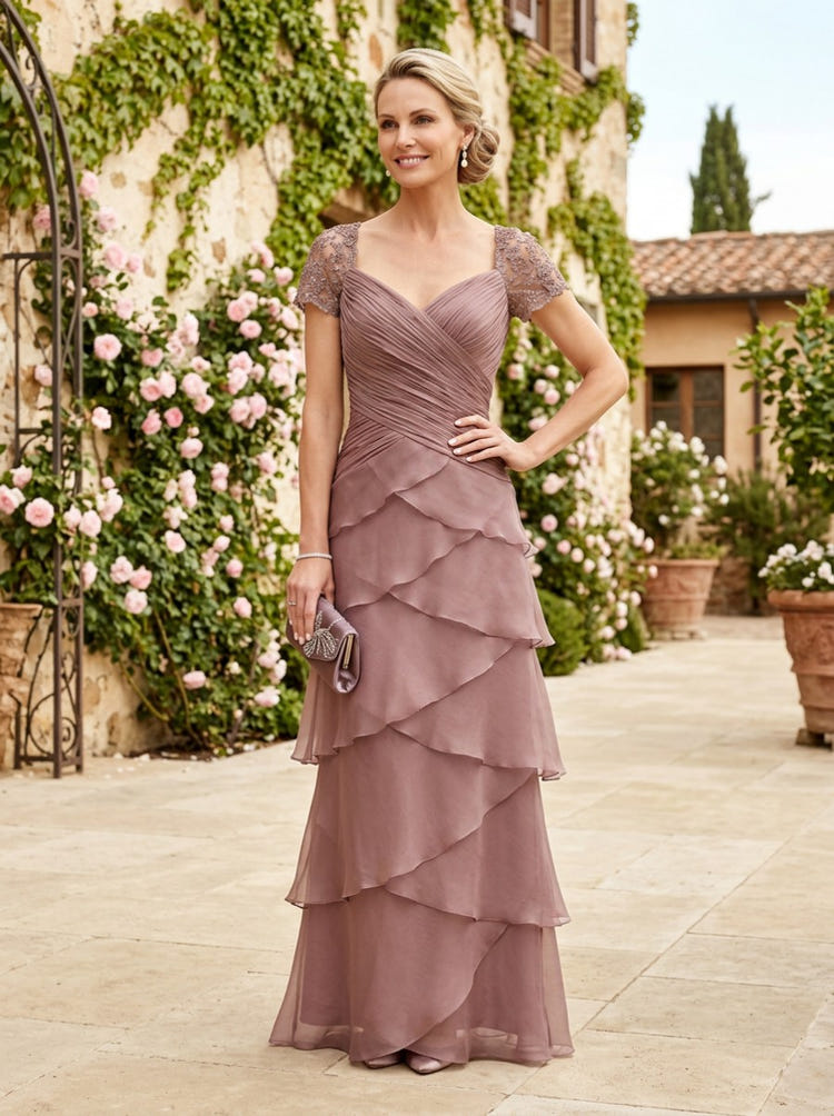 Chiffon A-Line Sweetheart Delicate Pleated Mother of the Bride Dresses