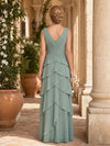 Chiffon A-Line V Neck Delicate Pleated Mother of the Bride Dresses