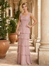 Chiffon Sheath Square Neck Delicate Pleated Mother of the Bride Dresses