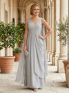 Chiffon A-Line V Neck Delicate Pleated Mother of the Bride Dresses
