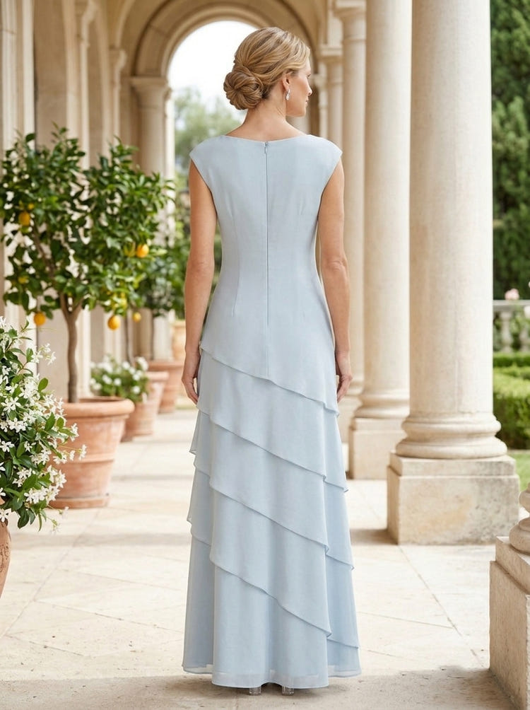 Chiffon A-Line V Neck Lace Applique  Mother of the Bride Dresses