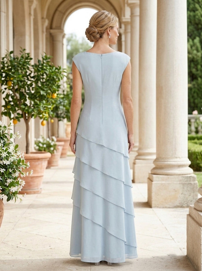 Chiffon A-Line V Neck Lace Applique  Mother of the Bride Dresses