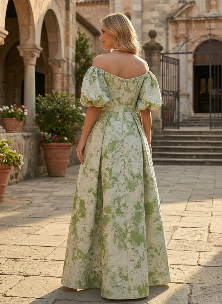 Jacquard A-Line Off the Shoulder Mother of the Bride Dresses