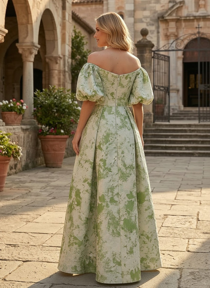 Jacquard A-Line Off the Shoulder Mother of the Bride Dresses