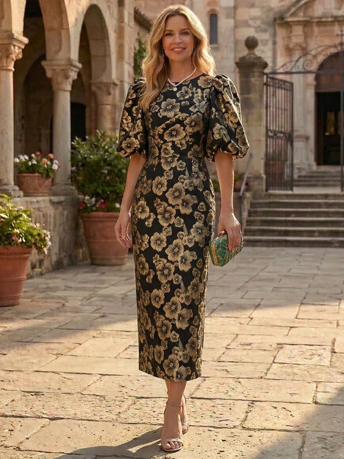Jacquard Sheath Crew Neck Mother of the Bride Dresses