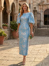 Jacquard Sheath Crew Neck Mother of the Bride Dresses
