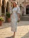 Jacquard Sheath Crew Neck Mother of the Bride Dresses