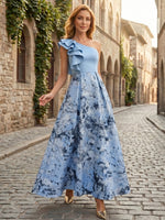 Jacquard A-Line One Shoulder Mother of the Bride Dresses with Splicing