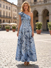 Jacquard A-Line One Shoulder Mother of the Bride Dresses with Ruffles