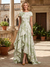 Jacquard A-Line Crew Neck Mother of the Bride Dresses with Ruffles