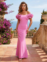 Jersey Mermaid Off the Shoulder Mother of the Bride Dresses with 3D Flowers