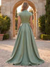 Satin Mermaid High Neck Mother of the Bride Dresses with Sequin Embroidery
