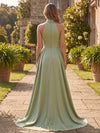 Satin Mermaid High Neck Mother of the Bride Dresses with Sequin Embroidery