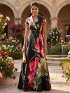 Satin A-Line V Neck Mother of the Bride Dresses with Floral Print