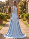 Satin Mermaid High Neck Mother of the Bride Dresses with Sequin Embroidery
