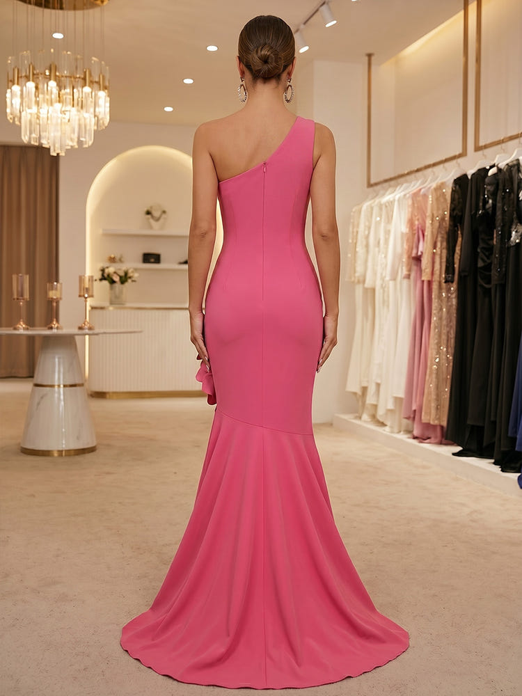 Jersey Mermaid One Shoulder Mother of the Bride Dresses with 3D Flowers