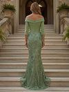 Tulle Mermaid Off the Shoulder Mother of the Bride Dresses with Sequin Embroidery