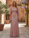 Tulle A-Line Crew Neck Mother of the Bride Dresses with Caps