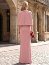 Jersey Sheath Crew Neck Mother of the Bride Dresses with Caps