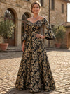 Jacquard A-Line Off the Shoulder Mother of the Bride Dresses with Pleated