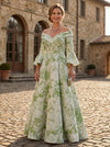 Jacquard A-Line Off the Shoulder Mother of the Bride Dresses with Pleated