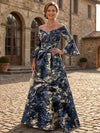 Jacquard A-Line Off the Shoulder Mother of the Bride Dresses with Pleated