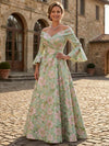 Jacquard A-Line Off the Shoulder Mother of the Bride Dresses with Pleated