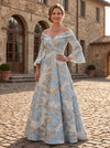 Jacquard A-Line Off the Shoulder Mother of the Bride Dresses with Pleated