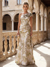 Jacquard Mermaid One Shoulder Mother of the Bride Dresses with Pleated