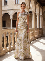 Jacquard Mermaid One Shoulder Mother of the Bride Dresses with Pleated