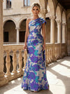 Jacquard Mermaid One Shoulder Mother of the Bride Dresses with Pleated