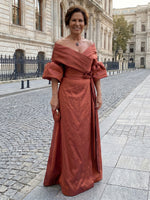 Satin Sheath Off the Shoulder Mother of the Bride Dresses with Pleated