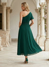 Chiffon A-Line One Shoulder Mother of the Bride Dresses with Lace Applique