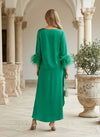 Satin Sheath Crew Neck Mother of the Bride Dresses with Caps