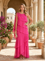Chiffon A-Line Crew Neck Mother of the Bride Dresses with Ruffles