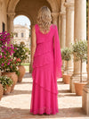Chiffon A-Line Crew Neck Mother of the Bride Dresses with Ruffles
